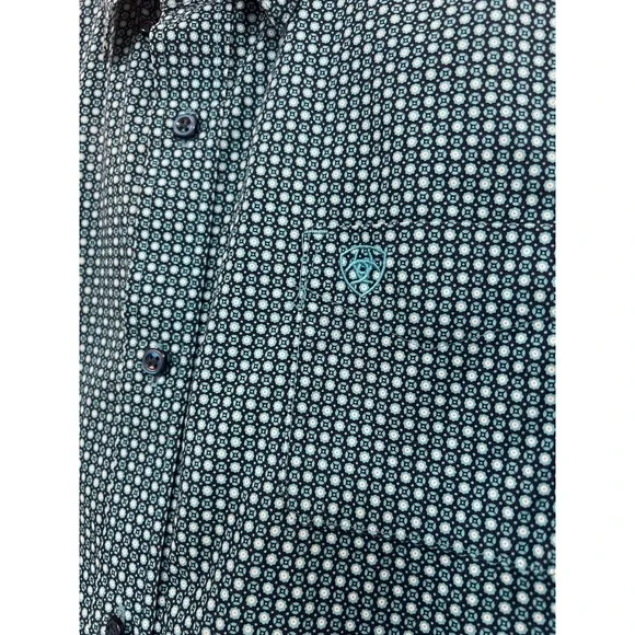 Boys Ariat Classic Dark Teal Button Down Size 14-16 100% Cotton - Picture 5 of 7